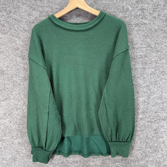 Blu Pepper Sweaters - Blu Pepper Sweater Pullover Women M Medium Green Knit Long Sleeve Round Neck